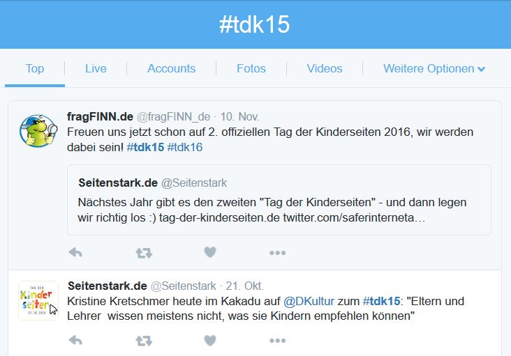 Tweets #tdk15; (c) Screenshot https://twitter.com/hashtag/tdk15