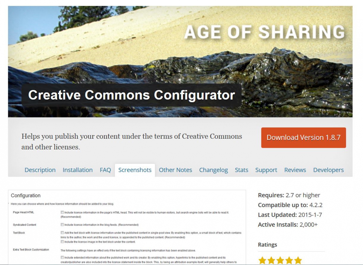 Screenshot Creative Commons Configurator