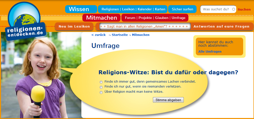 Umfrage bei religionen-entdecken.de